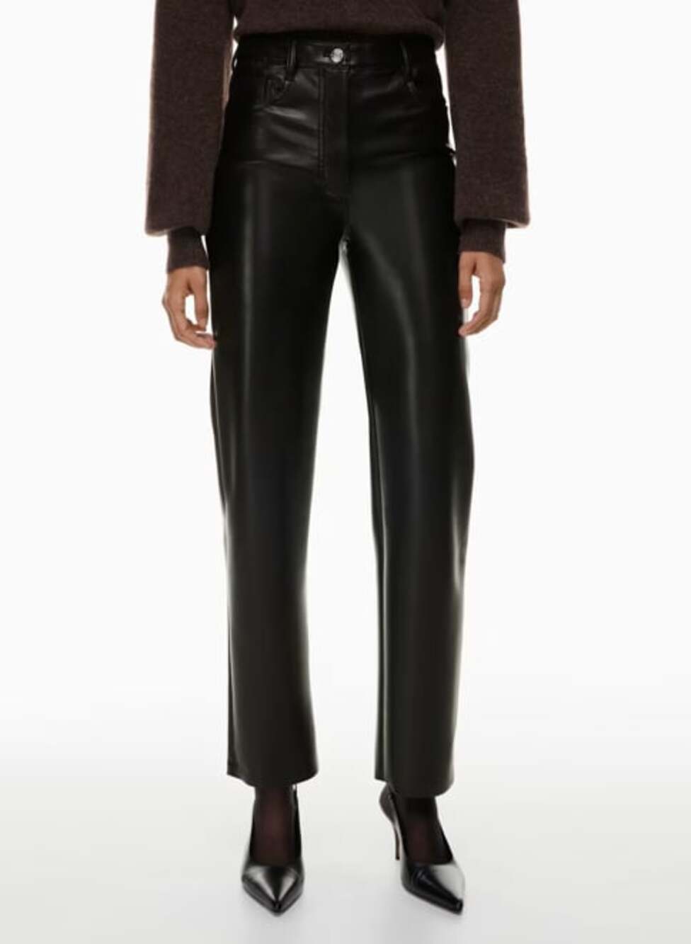 Wilfred Aritzia The Melina high-waisted vegan leather pants black 4 EUC
